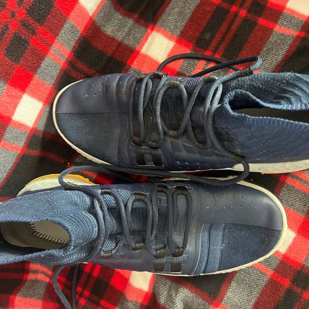Under Armour Project Rock 1 Training Shoes Navy Yellow High Top - Picture 3 of 4